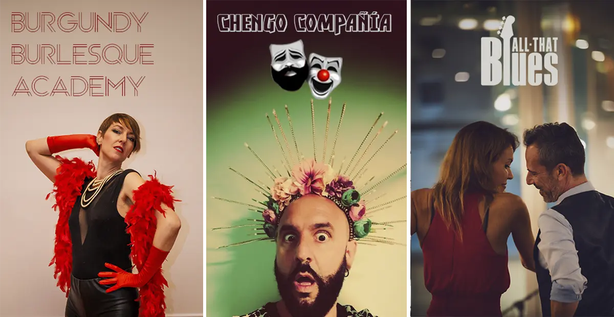 Escuelas de baile y teatro en Sevilla: Burgundy Burlesque Academy, Chengo Compañía y All That Blues