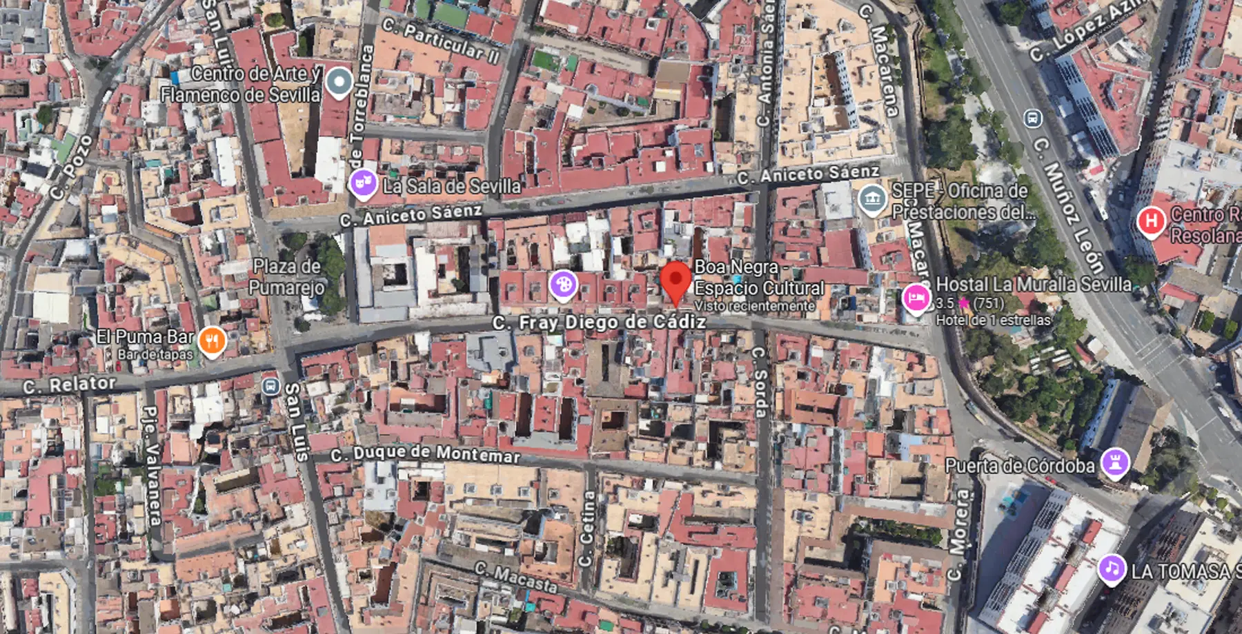 Mapa de ubicación de Boa Negra - Espacio Cultural en Sevilla